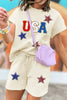Apricot USA Star Patched Graphic Textured Short Set by Wild and Free Boutique