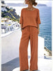 Women's Cotton Linen Resort Set – Short Sleeve Top & Wide-Leg Pants by FitiqueFit