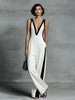 Women's Color-Block Sleeveless V-Neck Wide-Leg Jumpsuit – French Style Long Pants