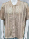 Men's Button Down Collared Neck Hollow Out Shirt