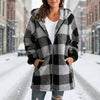 Plaid Hooded Zip-Up Oversized Jacket — Women’s Winter Commute Coat by FitiqueFit