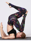 Printed Wide Waistband Active Leggings with Stirrups