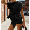 Women's Loose Round-Neck Lace-Up Bow-Knot Short-Sleeve Top by FitiqueFit