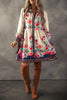 Vintage Flower Button Down Lantern Sleeve Dress Feminine Floral Dress For Women by Stevvex