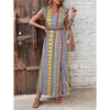 Women's Boho Geometric Print Puff Sleeve A-Line Maxi Dress – 3 Colors S–XL by FitiqueFit