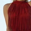 Red Tassel Halter Sleeveless Womens Tank Top by My Store
