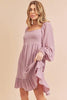 New Summer Ruffled Hem Square Neck Balloon Sleeve Mini Dress For Women - Trendy, Feminine & Chic with Playful Details by Stevvex