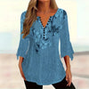 Women’s Printed Spike Button Three-Quarter Sleeve Casual Top by FitiqueFit