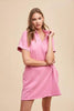 Simple Classic Pink Short Sleeve Dress Comfortable Women Dress Minimalist Casual Design by Stevvex