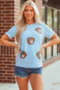 Light Blue Gopher Ball Sequin Patched Casual T Shirt by Wild and Free Boutique