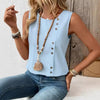 Women's Loose-Fit Round-Neck Cotton Tank Top – Casual Elegant Solid Color by FitiqueFit