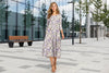 Women’s Floral Patchwork Three-Quarter Sleeve Dress by FitiqueFit