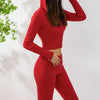 Women’s Knitted Hooded Two-Piece Set – Cardigan & High-Waisted Pants Suit by FitiqueFit