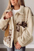 Comfortable Leopard Print Sherpa Jacket with Collared Neck And Functional Pockets Soft Women Jacket by Stevvex