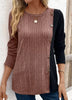 Color Block Ribbed Knit Decor Button T-Shirt by Simply Love