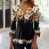 Women’s V-Neck 3/4 Sleeve Button-Front Tunic Blouse by FitiqueFit