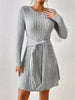Ribbed Knit Tie Waist Long Sleeve Casual Dress by Wild and Free Boutique