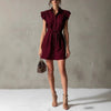 Women's Drop-Shoulder Polo Neck Lace-Up Mini Dress – Slim Fit by FitiqueFit