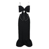 Fashion Sexy Black Camisole Tube Top Backless Big Bowknot Design Two-piece Set