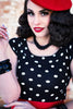 Boat Neck Top in Polka Dots by Retrolicious