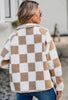 Elegant Checkered Snap Down Long Sleeve Teddy Jacket Soft & Warm Colorful Jacket by Stevvex