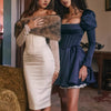 Women's White Long Sleeve Lace Long Patchwork Dress