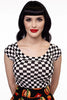 Boat Neck Top in Checkers - XS only by Retrolicious