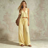 Women's V-Neck Sleeveless Camisole Top & Wide Leg Pants Set by FitiqueFit