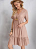 Classic Full Size V-Neck Short Sleeve Dress Casual & Comfortable Dress for Women by Stevvex