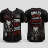 Unisex Horror Graphic Print Baseball Jersey – Slasher Theme Button-Up & Spooky Party Wear