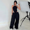 Women's High-Waist Lace-Up Straight-Leg Cargo Pants – Loose Fit by FitiqueFit