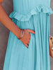 Romantic Ruffled Sleeveless Tiered Maxi Dress with Pockets Elegant & Chic Statement Beautiful Design Dress by Stevvex