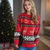 Women’s Red Deer Christmas Sweater | Jacquard Knit Long Sleeve Pullover by FitiqueFit