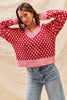 SO ME Color Block Textured Christmas Sweater V Neck Top by FitiqueFit