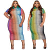 European And American New Round Neck Printed Short Sleeve Plus Size Women's Clothing Dress