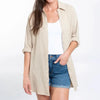 Aaliyah Gauze Long Sleeve Tan Sand Button Up Top by Elsie & Zoey by DoodleBug's