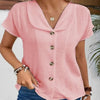 🌞 Women's Summer Solid Color Short-Sleeved Button Cardigan Top by FitiqueFit