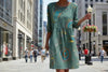 Women's 3D Floral Print Long-Sleeve A-Line Dress – Crew Neck Loose Fit by FitiqueFit