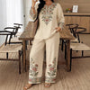 Women’s Ethnic Two Piece Set with Long Sleeve Shirt and Cropped Pants by FitiqueFit