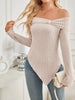 Off-Shoulder Ribbed Knit T-Shirt by Wild and Free Boutique