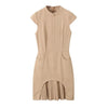 Women's Fashion Solid Color Round Neck Sleeveless High Waist Crimp Dress