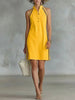 Women’s Sleeveless Button-Up Collar Shirt Dress by FitiqueFit