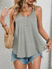 Women's Solid Color Round Neck Sleeveless Casual Button-up Top by My Store