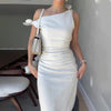 Summer French Style Temperament Slant Shoulder Bundle Waist-tight Temperament Slimming Dress