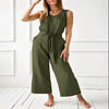 Women's Solid-Color Mid-Rise Full-Length Cotton Trousers by FitiqueFit