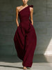 Women's Loose Sleeveless Off-Shoulder Belted Wide-Leg Jumpsuit by FitiqueFit