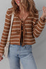 Chestnut Tie Front Striped Knit V Neck Cardigan Sweater by Wild and Free Boutique