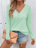 Waffle Knit Button-Detail V-Neck T-Shirt by Simply Love