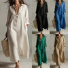Women's Casual Long-Sleeve Linen Shirt Dress – Relaxed Fit by FitiqueFit