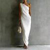 Women's Satin Off-Shoulder Slim-Fit Maxi Dress by FitiqueFit